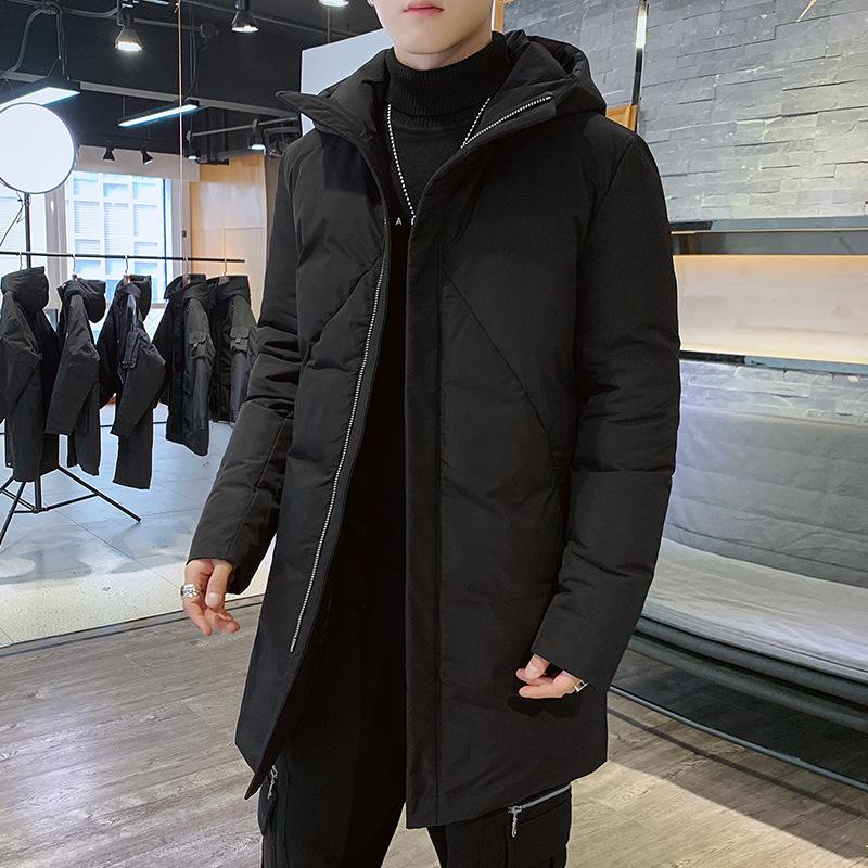 

Мужская куртка-пуховик, новая зимняя утепленная куртка с капюшоном, однотонная, повседневная, средней длины, белая, мужская одежда на утином пуху 3XL