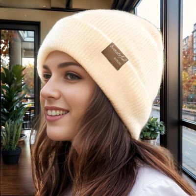 Women's Autumn/Winter Hats: Stylish Velvet-Lined Knit Wool Pullovers for Warmth.