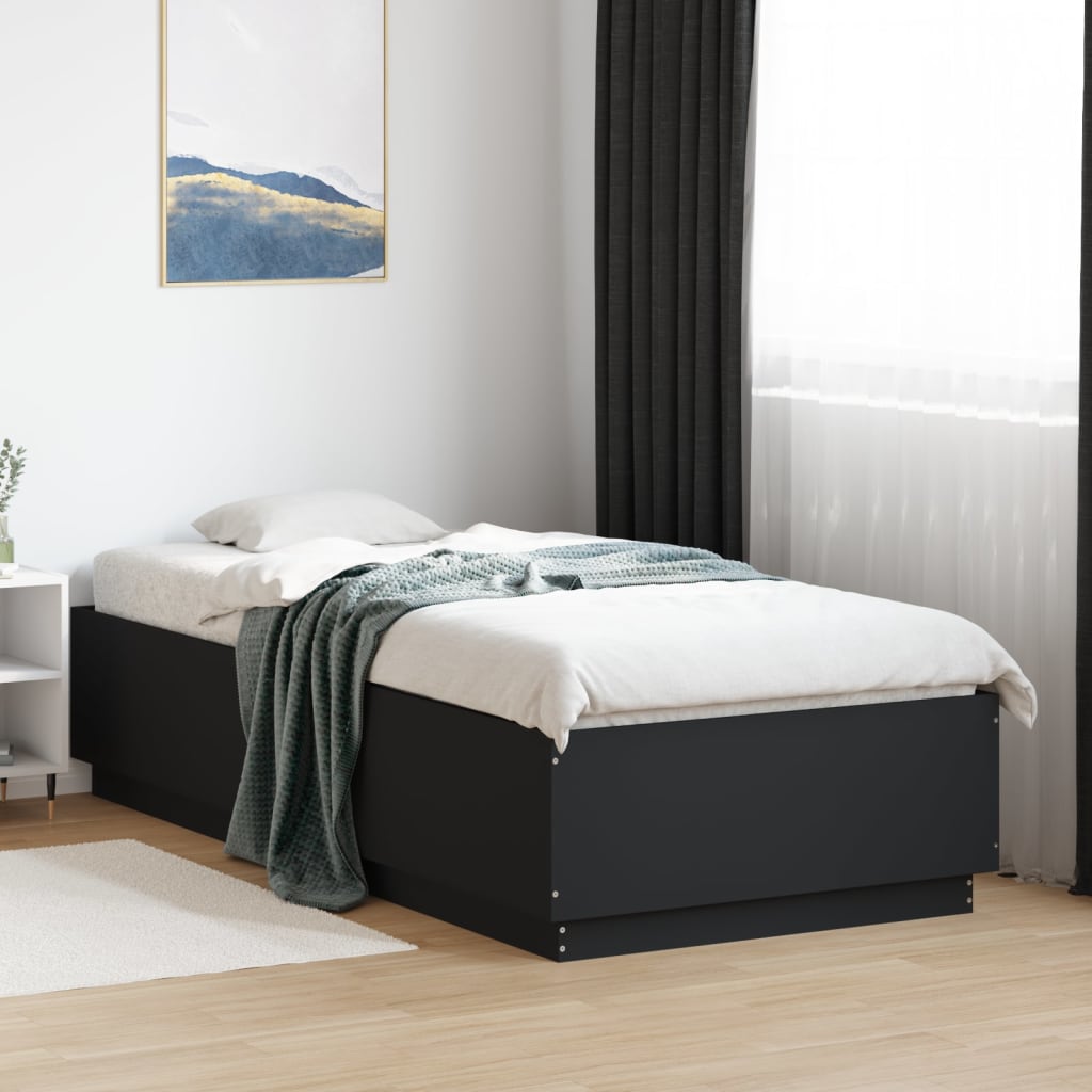 Vidaxl Rama Łóżka Z Led, Czarna, 100X200 Cm, Materiał Drewnopochodny