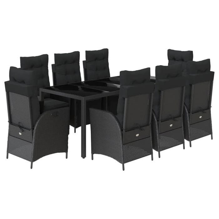 VidaXL Ensemble à Manger de Jardin avec Coussins 9 pcs, Table et Chaises avec Dossier Réglable, Meubles d'Extérieur, 3213325