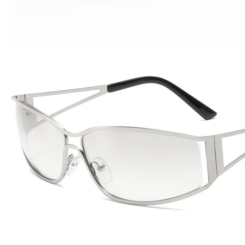 Futuristic Metal Sunglasses With Uv400 Protection For Outdoor Parties And Travel
