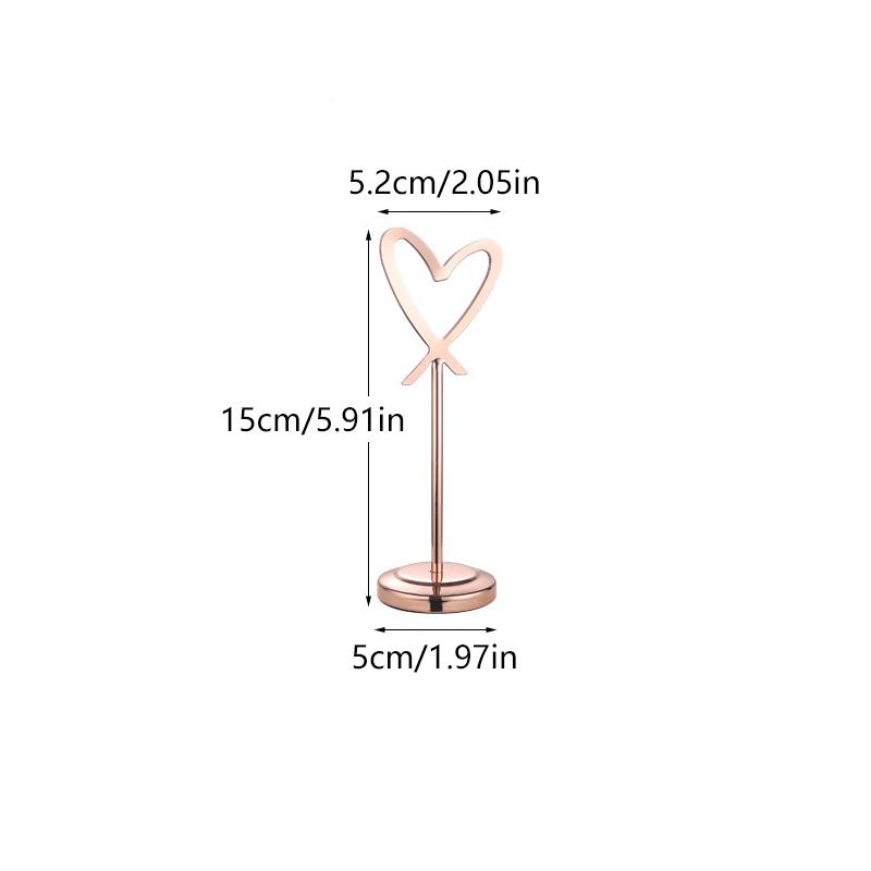 Heart Shape Memo Photo Stand Stainless Steel Card Holder Minimalist Metal Message Board For Home Office Decor With Non-Slip Base