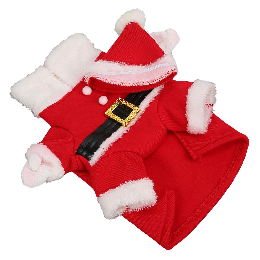 Dog Christmas Costume Warm Cute Skin Friendly Pet Puppy Christmas Suit with Hat for Daily Party Red White XL