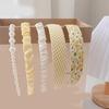 5PCS Blue Tone Stylish Hairbands Pearls Embellished Design Stretchable Fabric For Long Wear