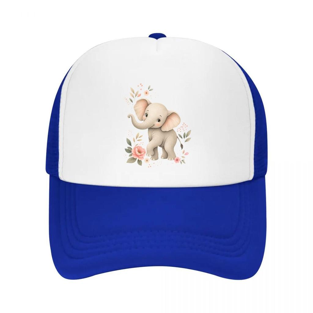 Whimsical Baby Elephant Botanical Ch Mesh Baseball Cap Casual Hat Outdoor  For Womens Unisex FeUnisex