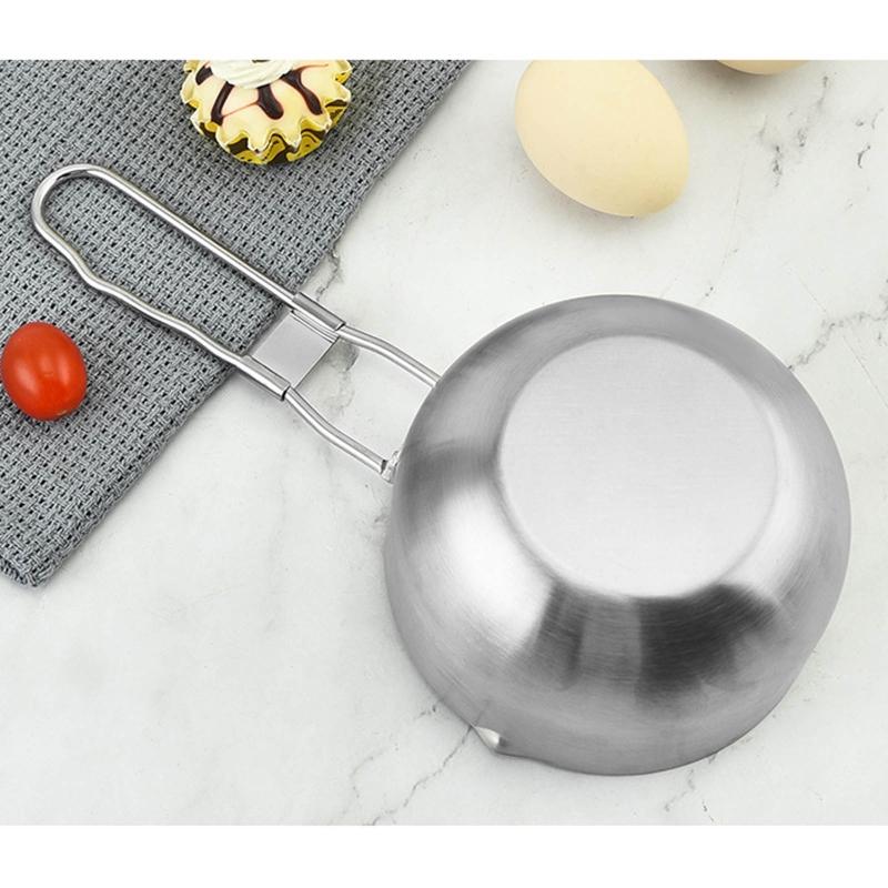 Milk Pan with Two Side Spouts 25.3cm/10-inch Instant Noodle Pan Stainless Steel Pan for Camping Outdoor Large Capacity