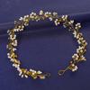 Gold Color Flower Leaf Hairband Tiara For Women Party Crystal Pearl Headband Bridal Wedding Hair Accessories Jewelry Comb Band