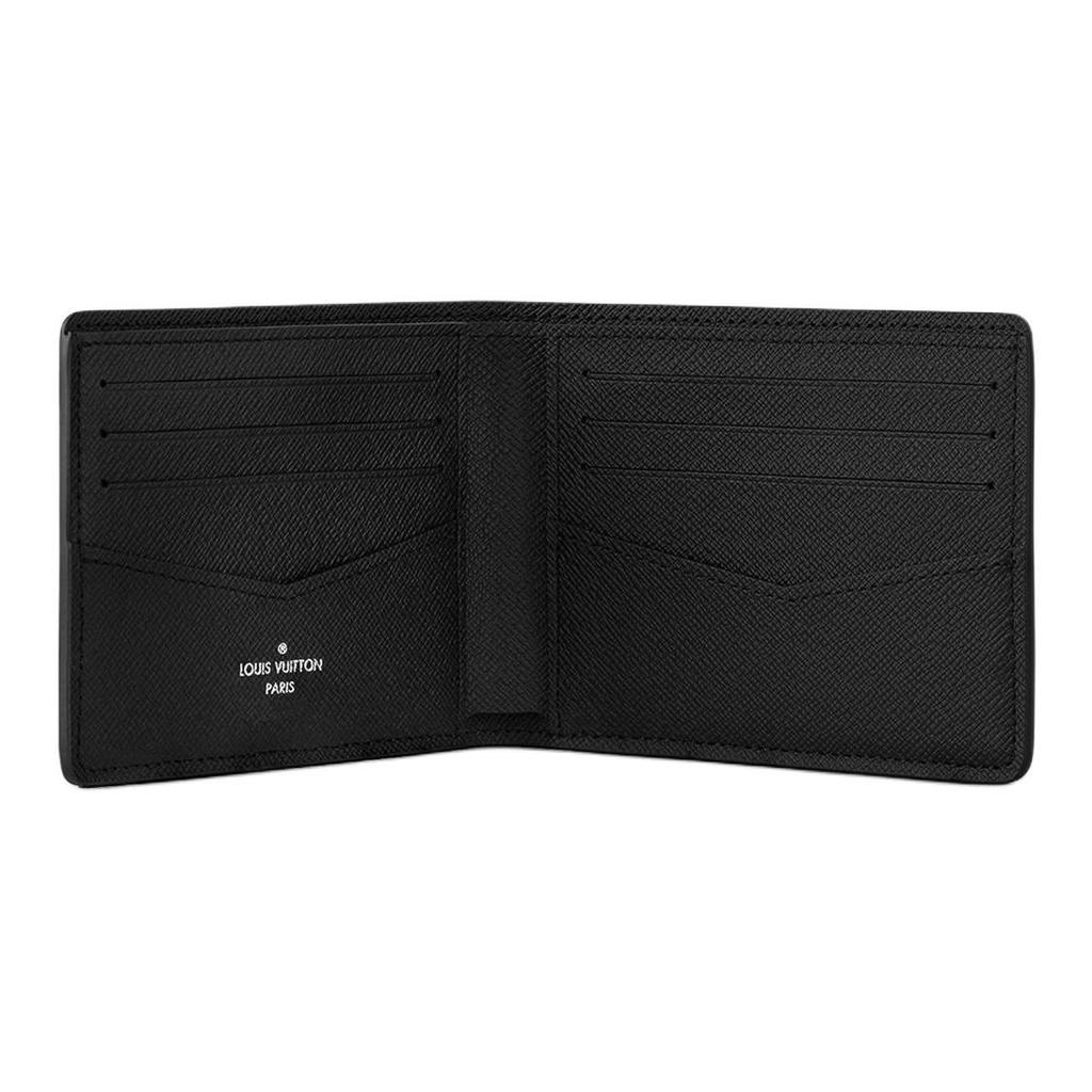 Louis Vuitton Schlank Klassisch Alte Blume Eclipse Kompakt und Dünn 8 Kartenfächer 1 Geldschein-Sandwich Kartenfach Geldbörse Klein Herren Schwarz