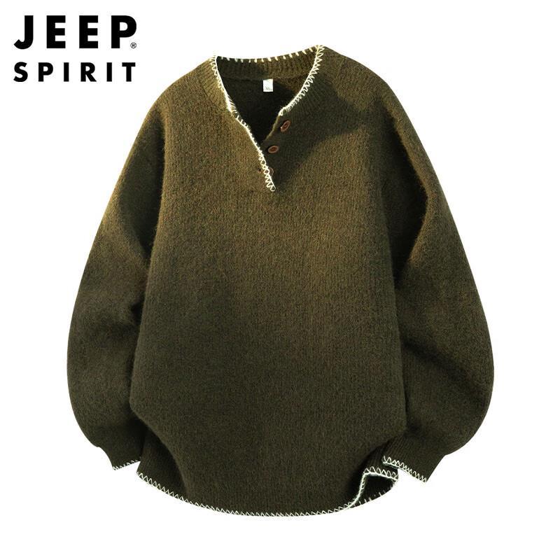 

JEEP SPIRIT Men s Autumn Winter Henley Knit Pullover XL