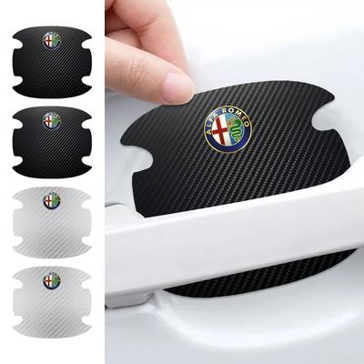 4PCS Car Door Handle Bowl Scratch Protector Carbon Fiber Stickers For 159 Giulietta Giulia 147 Mito 156 166 Stelvio