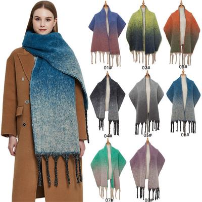 Schal Kreis Warm halten Winter verdickte Garn grobe Quaste Farbverlauf Schal