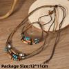 Wood Beads Boho Necklace Set Cord Vintage Wooden Bead Jewelry Wooden Bead Jewelry Set  Boho Styling
