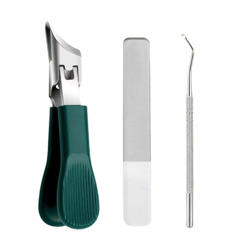 Angled Edges Slanted Nail Clippers For Thick Nail Wide Jaw Nonslip Handle Antisplash Clippings Collector Stainless Steel