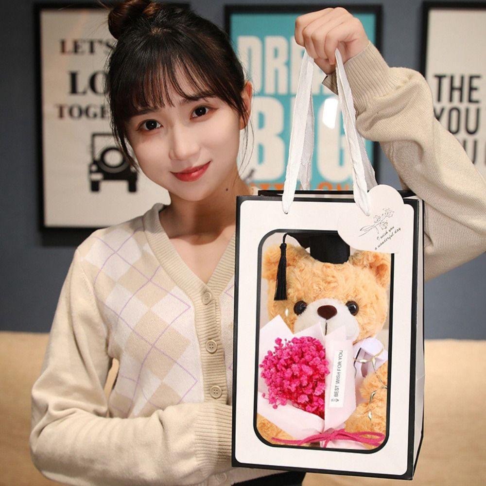 With Doctorial Hat Bachelor Bear Plush Toy Stuffed Toy Bear Animal Doll Graduation Season