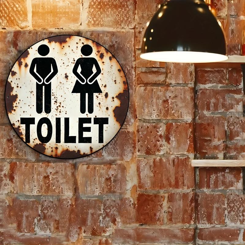 Vintage Clown Metal Sign 7.8" Round Aluminum Wall Art Humorous Bathroom Decor Bar Cafe Beach House