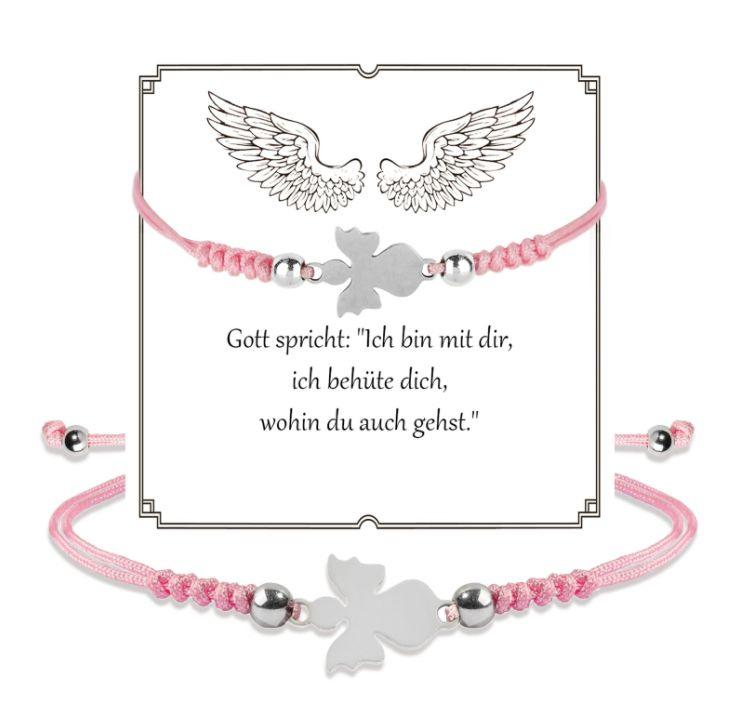 New Stainless Steel Angel Bracelet Handwoven Women's Adjustable Black Red Pink Woven Angel Bracelet