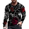 3D Digital Printed Colorful Men's Long Sleeved Round Neck T-shirt