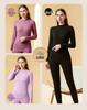 Women's Fleece-Lined Thermal Underwear Set - Semi-High Neck, Thick Base Layer for Autumn & Winter