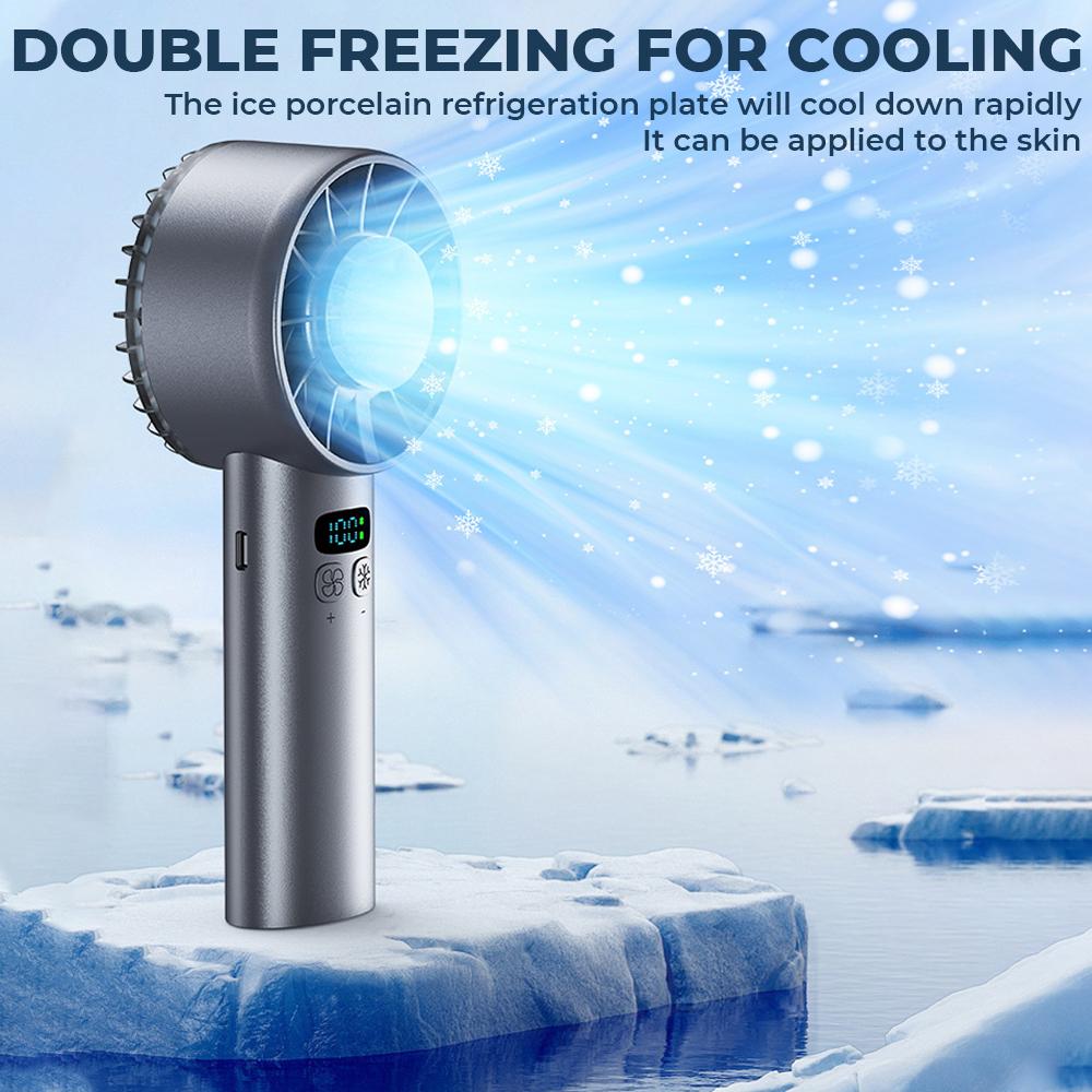 Handheld Mini Fan 5200mAh Battery Portable Rechargeable Fan with LED Display 100 Speed Turbo Fan for Beach Travel Vacation
