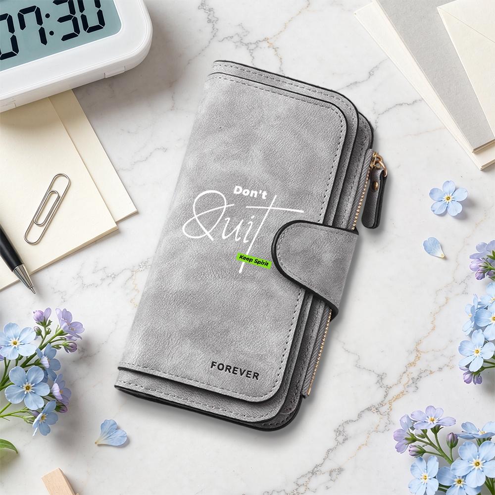 Stylish Wallet with Inspirational Slogan Durable Casual Purse for Daily Use