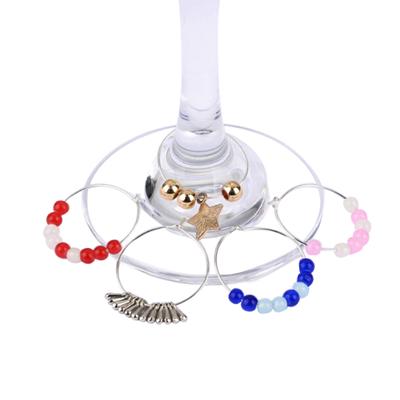 100Pcs Silver Gold Plated Wine Glass Charm Rings Earring Hoops Wedding Party