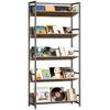 Bookshelf 5-Tier Metal Frame Bookcase Storage Shelves for Living Room Rustic Brown