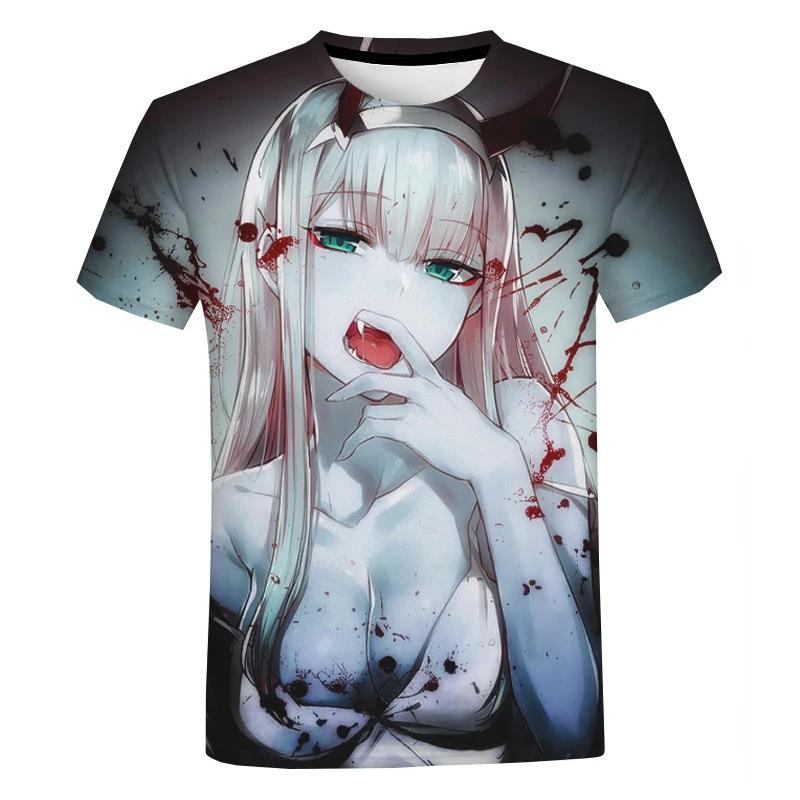 Dear In France 3D Printed T-shirt Anime Zero Two Fashion Oversized Short Sleeve T-shirt Sports Trend High Quality Top Clothing