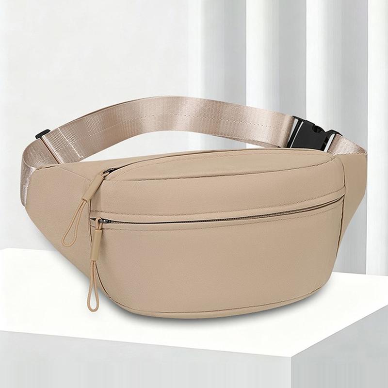 Fashion Solid Color Waist Bag Waterproof Double Layer Chest Bag Double Pocket Shoulder Bag Travel