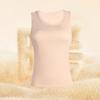 Women Thermal Vest Round Neck Sleeveless Thick Fleece Lining Bottom Vest Solid Color High-Elastic Fit Thermal Tops