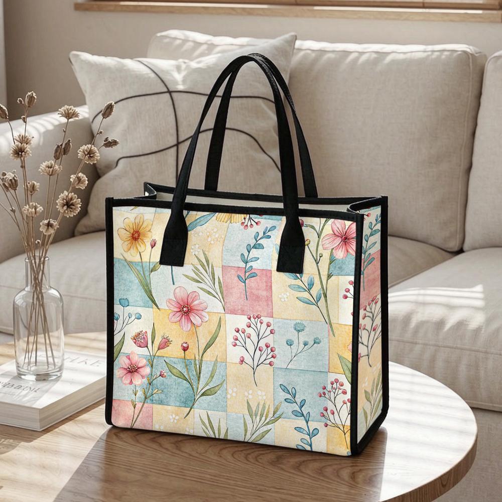 Floral Pattern Tote Bag Casual Daily Use Shoulder Bag for Shopping Travel Outdoor Commute Stylish Handbag for Women