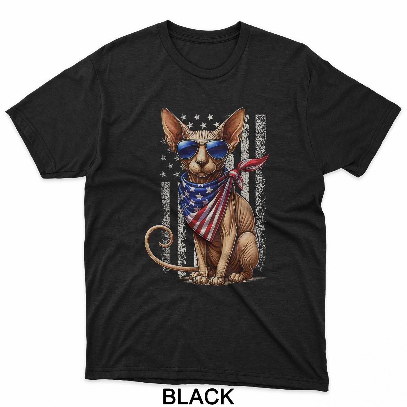 Meowica Patriotic sphynx cat lovers women USA 4th of July T-Shirt 3XL