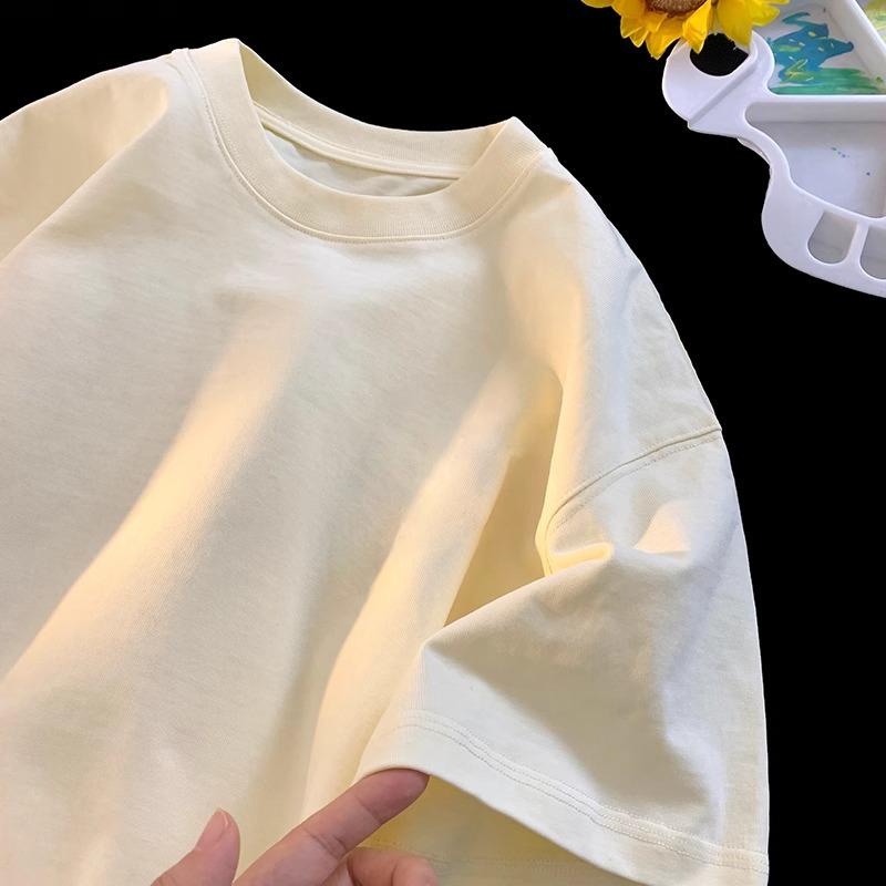 Neues 2025 Unisex Schweres Baumwoll-T-Shirt, Kurzarm, Reinweiß, Koreanischer High Street Stil