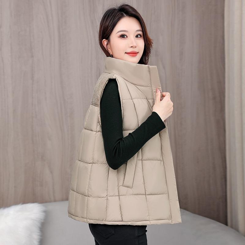 Winter new cotton vest short versatile cotton vest stand-up collar fashionable loose cotton vest women's coat