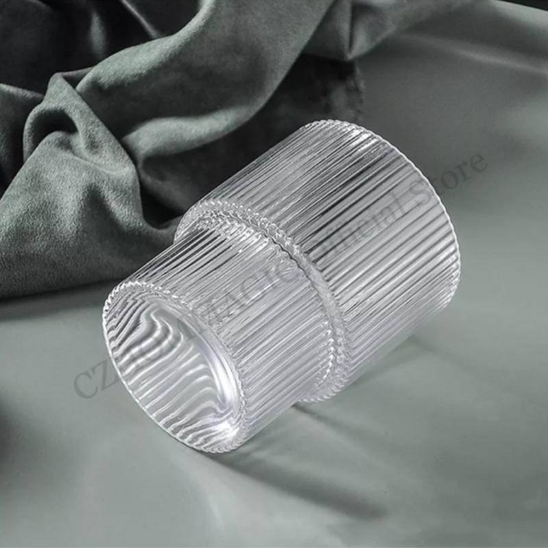 6/4 Stück Vertikal gestreifte gerippte Glas Kaffeetasse Hitzebeständige transparente Wasserbecher Trinken Milch Bier Tee Saft Wein Set Geschenke