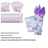 Mermaid Tail Fish Scales Birthday Party Set: Pull Flag, Napkins, Plates, Tableware, Knife, Spoon, Fork, Large Power Strip.