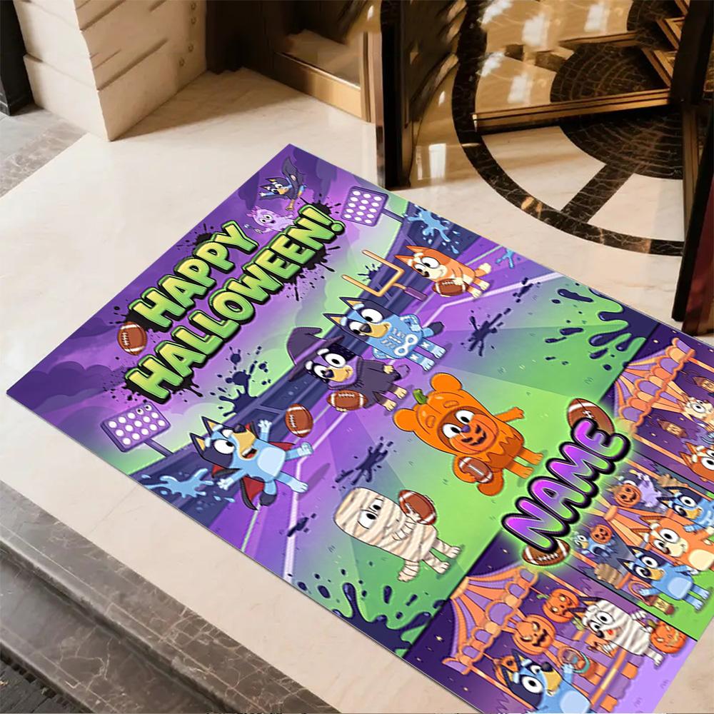 Bluey's Christmas Adventure Customize Your Name Floor Rug Office Rug Suitable for Study room Decorate room Entryway Foyer Anti-slip Rug