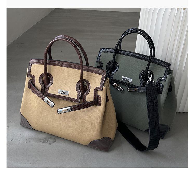 Retro Contrast Canvas Large-Capacity Handbag – High-End 2025 Edition Women's Shoulder Bag