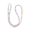 Girl color beaded mobile phone case long chain lanyard diagonal span women's new dopamine hanging chain niche