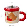 Cute Tomato Mug with Lid Creative Souvenir Gift Water Cup for Girls  High Looking Ceramic Cup  Breakfast Milk Cup