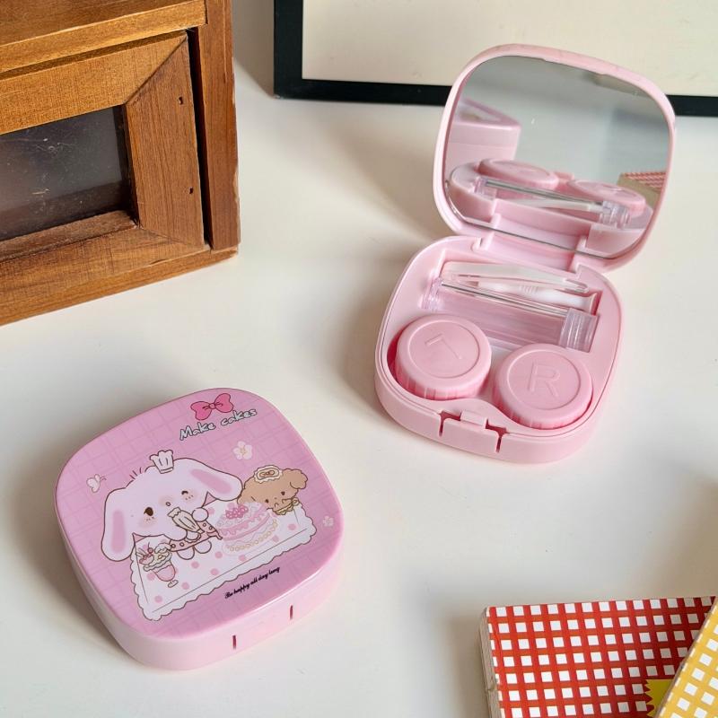 New Portable Contact Lens Case Cute Cartoon Contact Lens Box Travel Kit For Girls Beauty Lens Storage Container