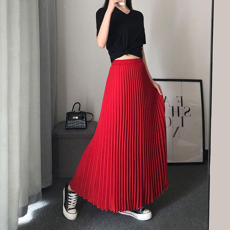 Bílá plisovaná midi sukně z šifonu s vysokým pasem - Délka ke kotníkům a zeštíhlující design