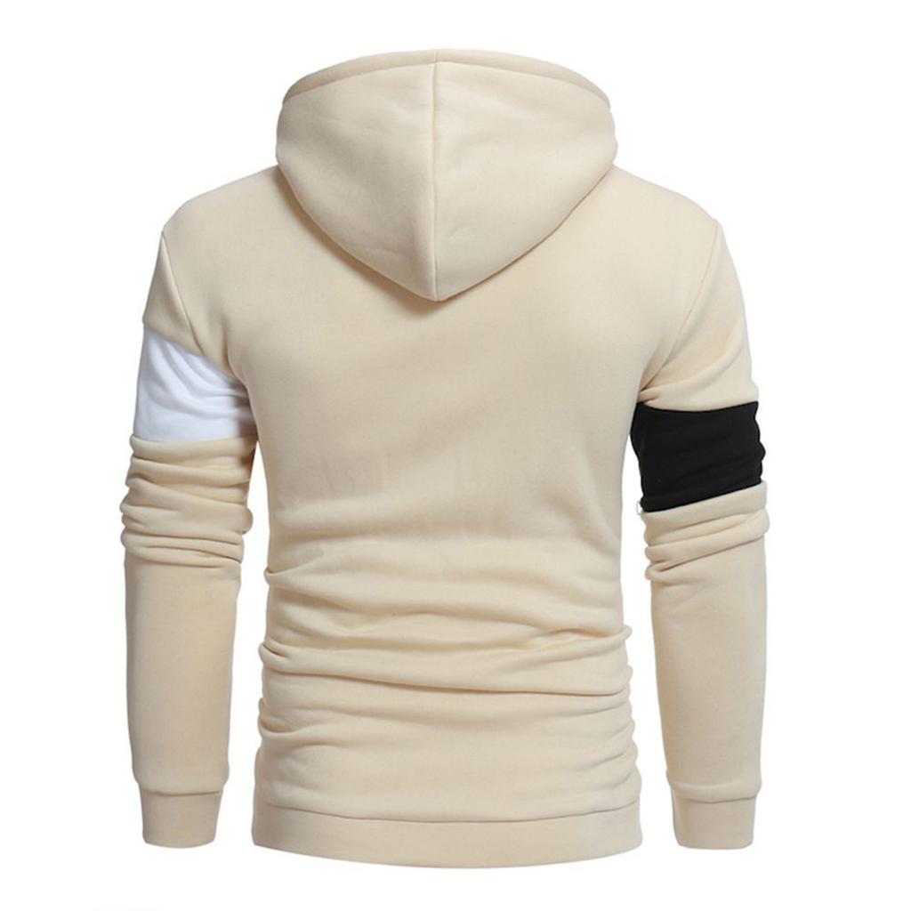 Men's Fashion Colorblock Sweatshirt Men's Drawstring Ribbed Closure Hoodie