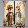 2Pcs Easter Rural Rabbit Couple Printed Curtains Living Room Game Room Bedroom Multi Scene Decorative Curtains Home Decoration