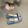 Cute round head ballet shoes women's new bow retro inner height increase Mary Jane shoes