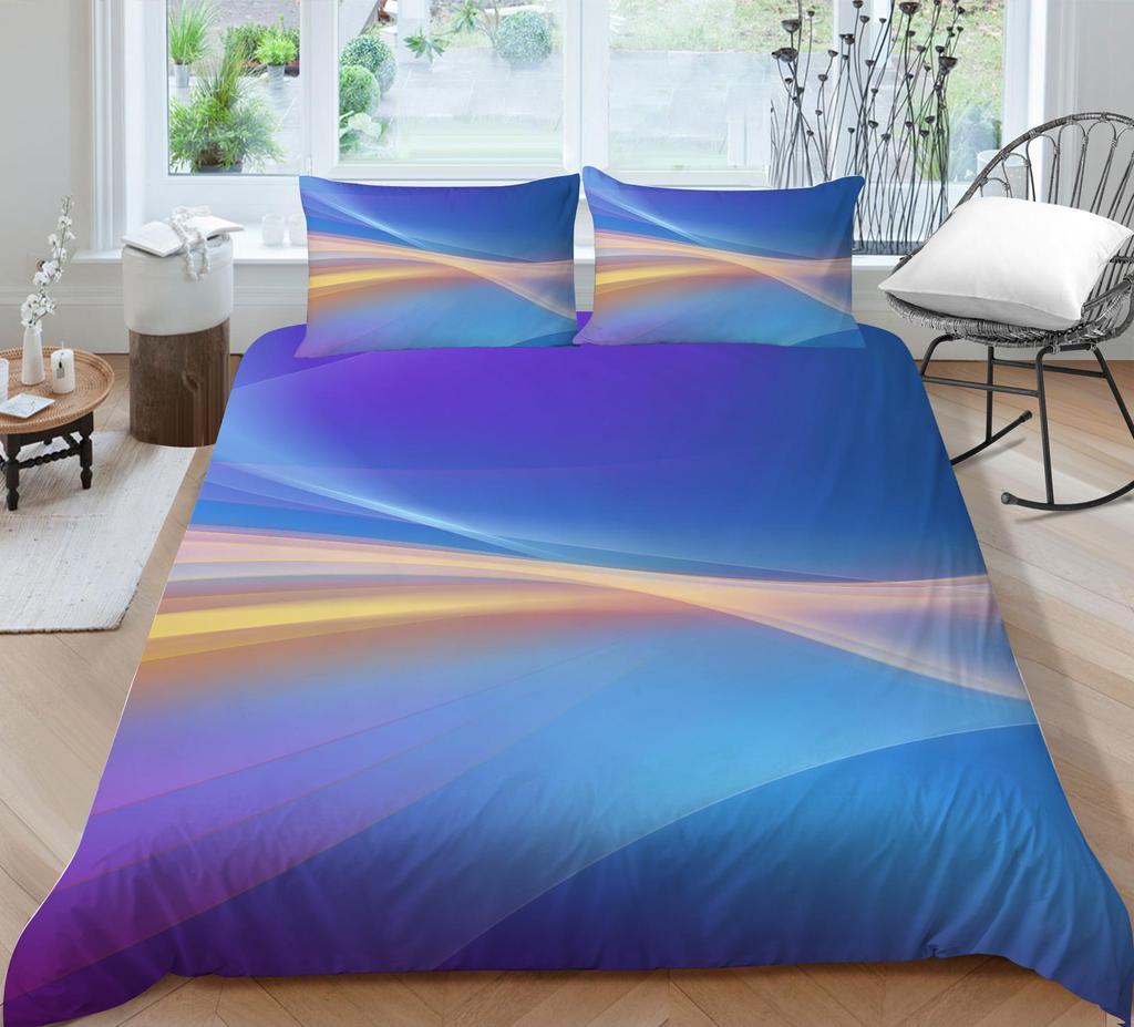 3D Color Halo Printing Bedding Single Double Bed Full Size Quicksand Pattern Pillowcase and Quilt Cover Washable and Comfortable Home Decoration