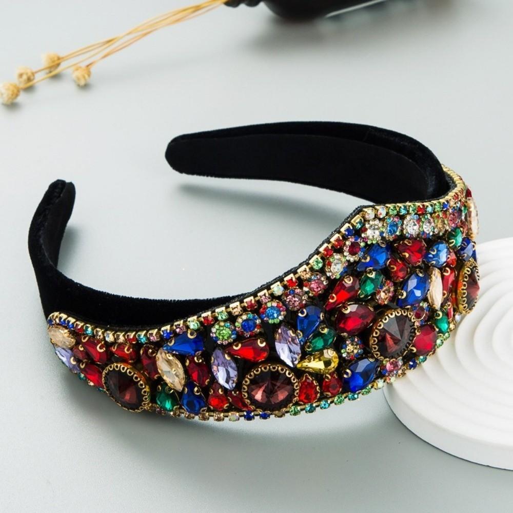 Retro Colorful Rhinestone Headbands Full Diamond Super Flash Crown Hairband Hair Band Hoop Hair Accessories