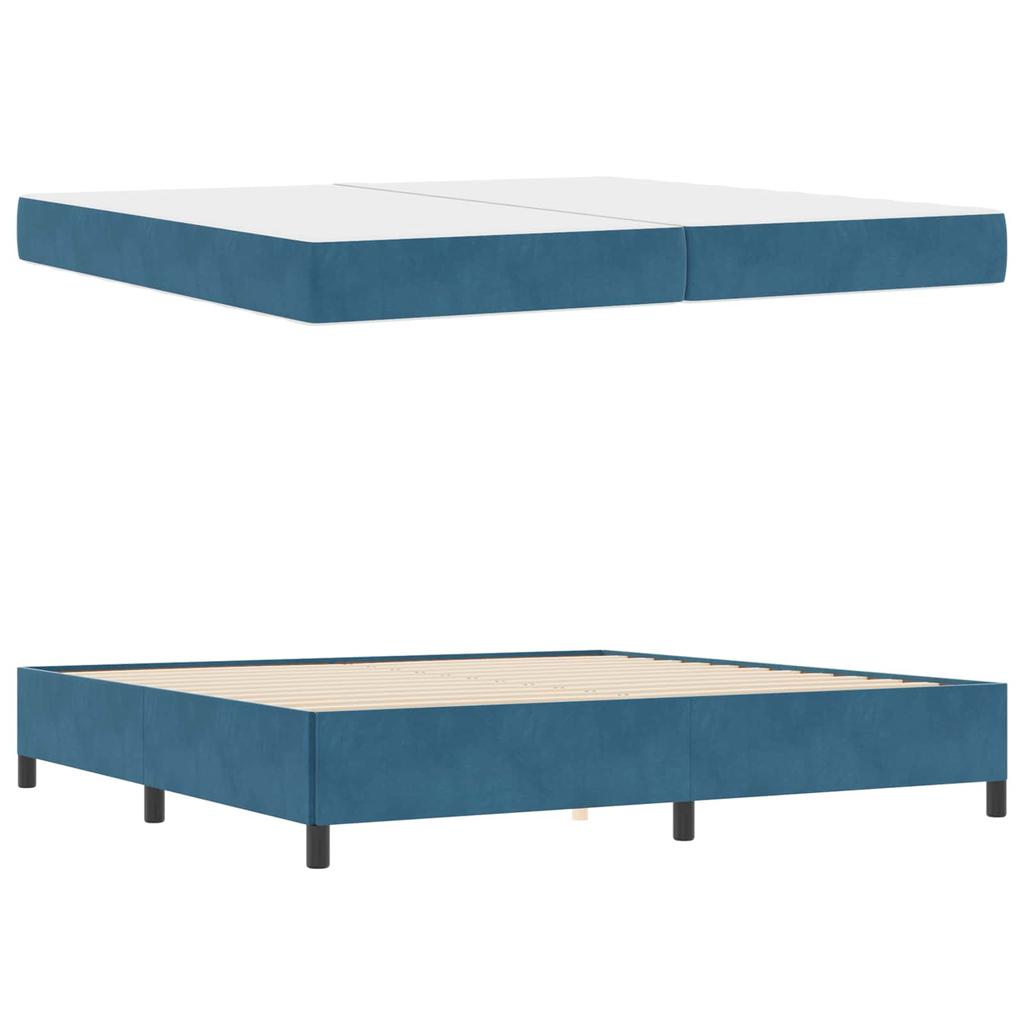 Bed Frame with Mattress Dark Blue 200 x 200 cm Fabric