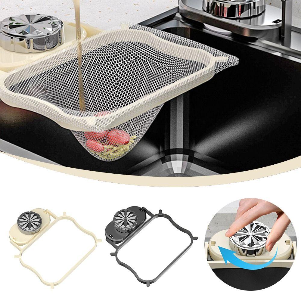Durable Suction Cup Kitchen Sink Filter Rack Foldable Multi-Purpose Drainage Basket Garbage Mesh Bag