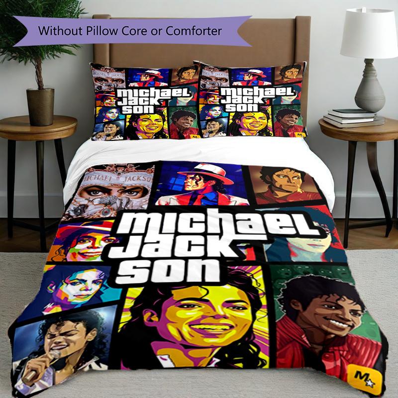 3pcs Duvet Cover Set (1*Duvet Cover + 2*Pillowcase, Without Core), Michael Jackson Print Bedding Set, Bedroom Decor, All‑Season, Birthday Gift