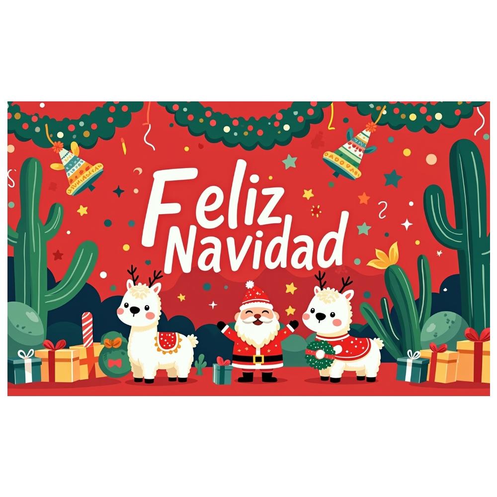 Holiday Party Banner Alpaca Design Christmas Backdrop Navidad Decor Banner Holiday Garland Christmas Banner For Holiday Event
